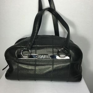 CHANEL Black Caviar Large Chocolate Bar Boston Bag